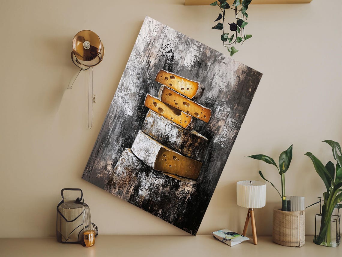 Stack of Aged Cheese Wheels Rustic Still Life Kitchen Wall Art Print - Image 2