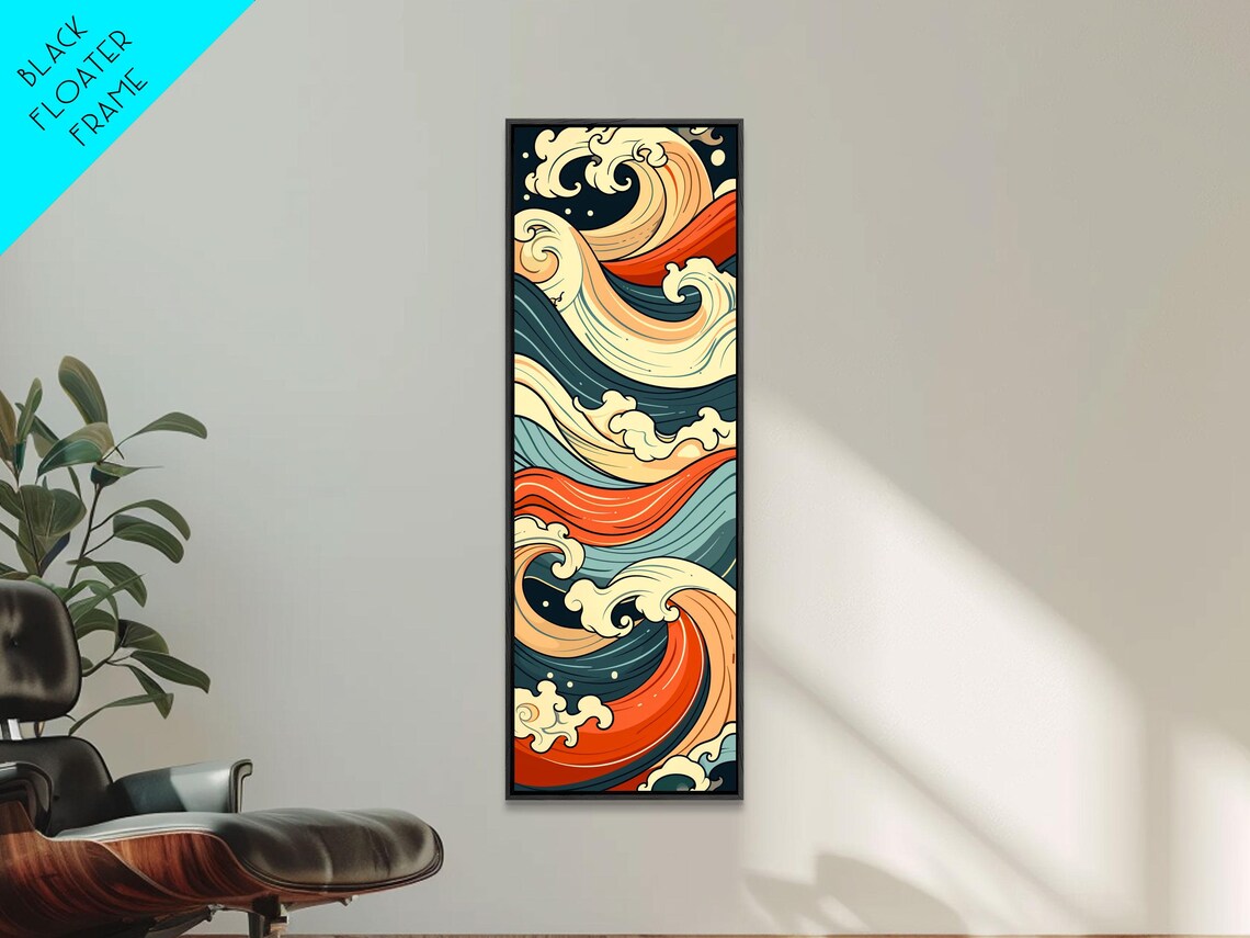 Vibrant Abstract Japanese Ocean Wave Swirl Colorful Art Poster - Image 6