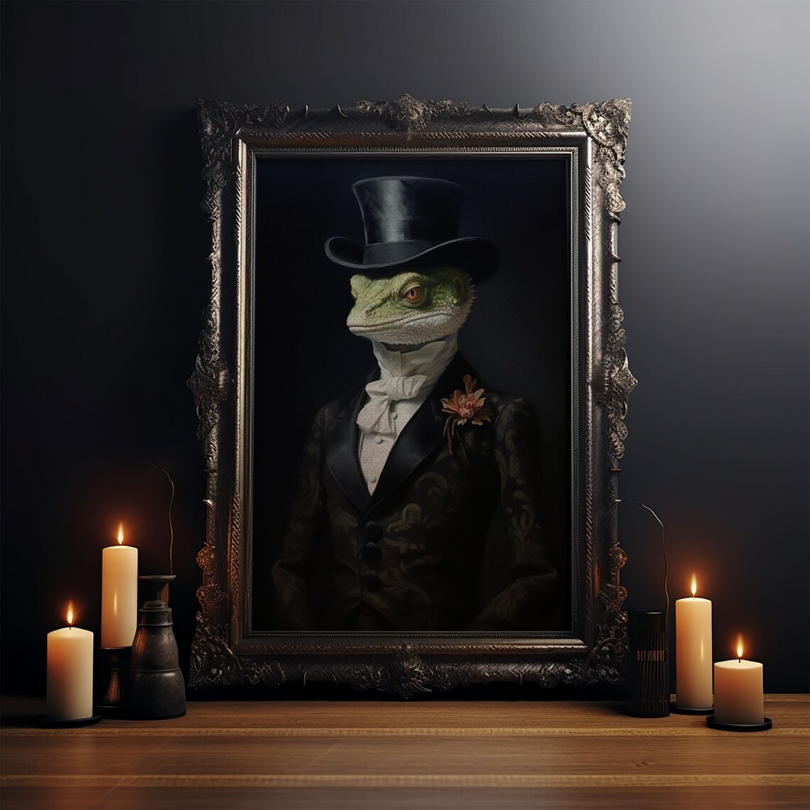 Victorian Gothic Gecko Art Print, Dark Academia - Image 3