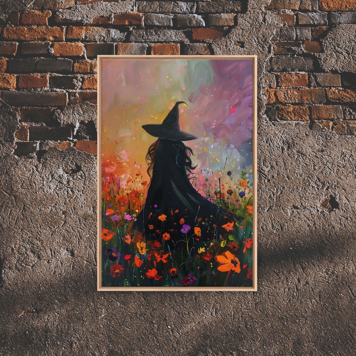 Witch Among Wildflowers Pastel Sky Dreamy Painterly Cottagecore Poster - Image 6