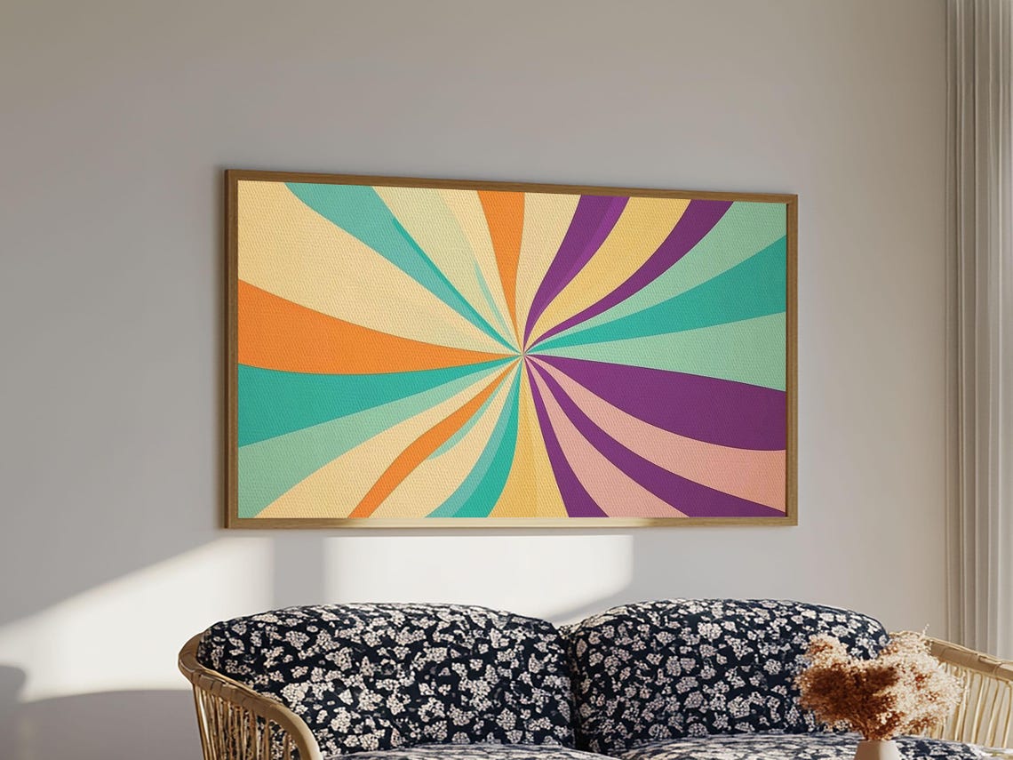 Mid Century Modern Colorful Psychedelic Starburst Sunburst Print - Image 5