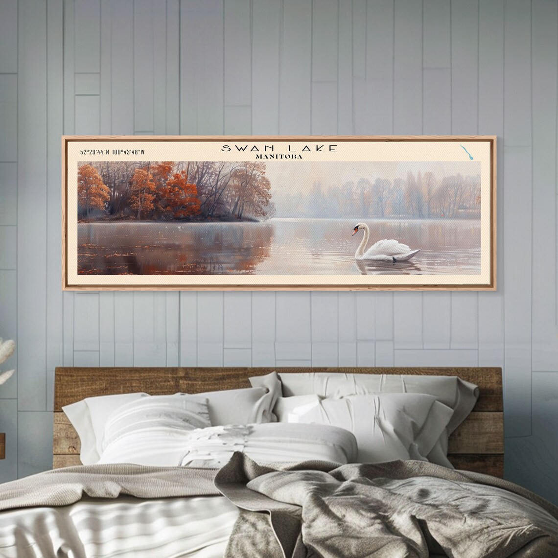 Swan Lake Manitoba Graceful Swan Misty Autumn Morning Travel Poster - Image 5