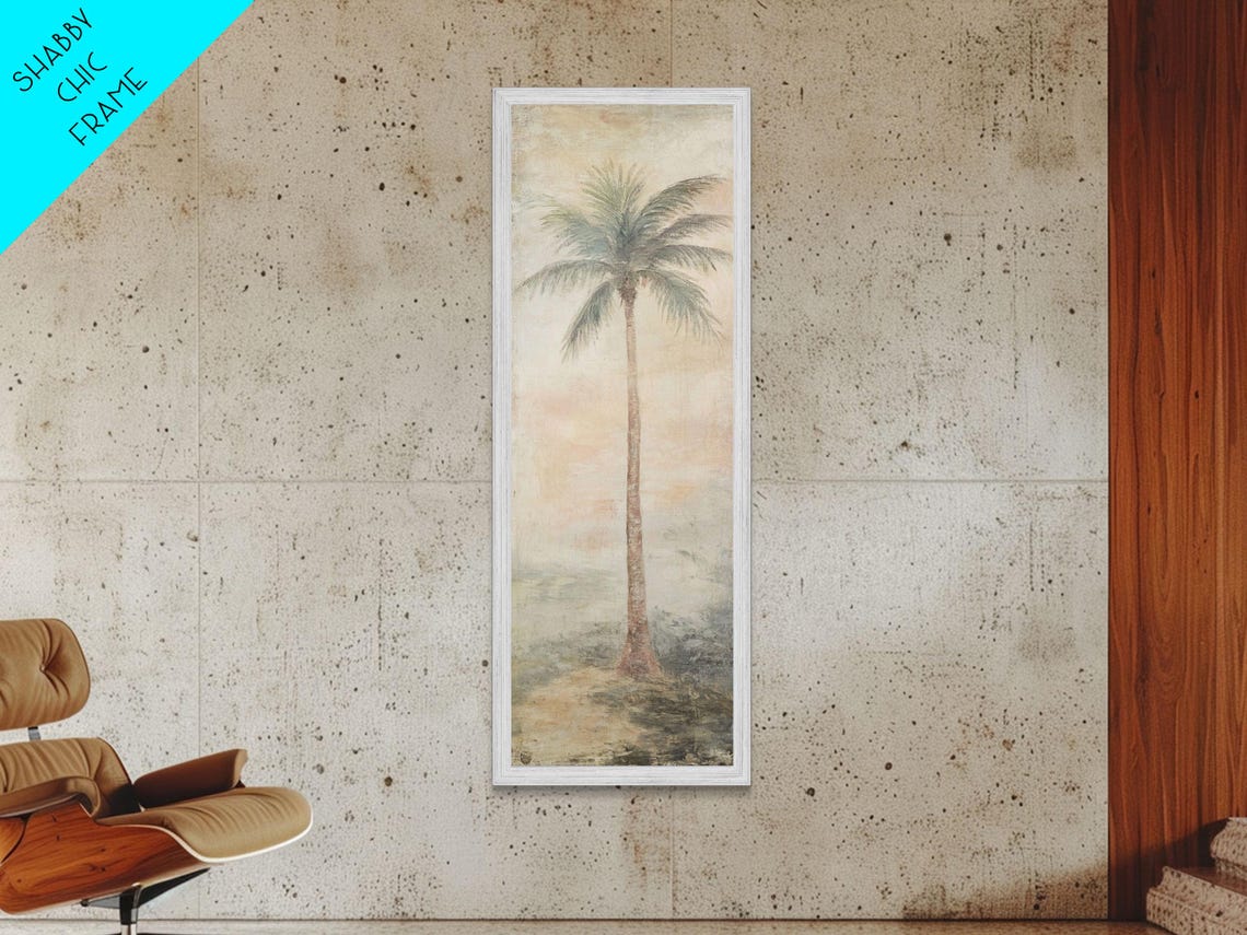 Lone Palm Tree In Soft Pastel Beach Landscape Tropical Art Poster