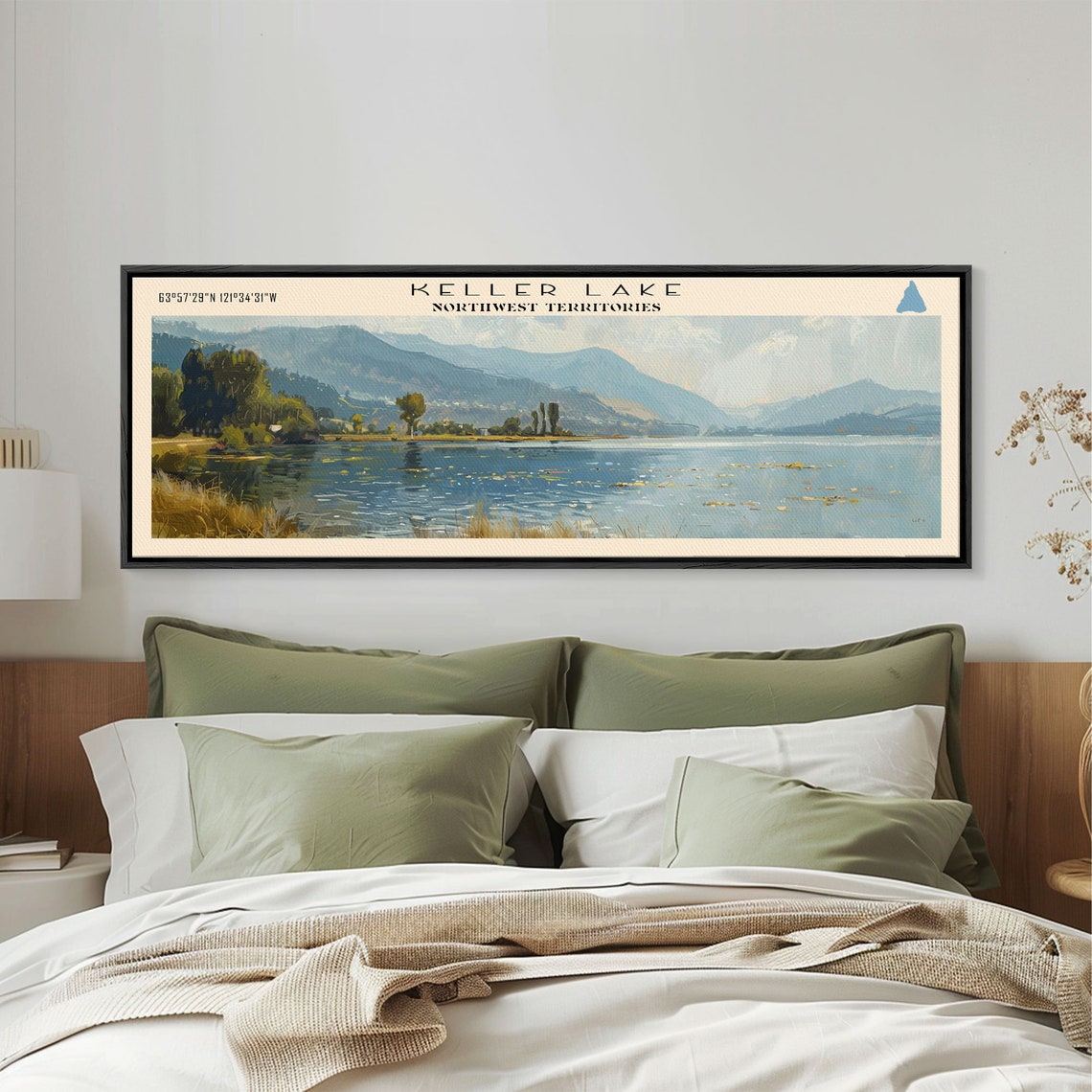 Keller Lake Northwest Territories Golden Shore Mountain View Poster - Image 3