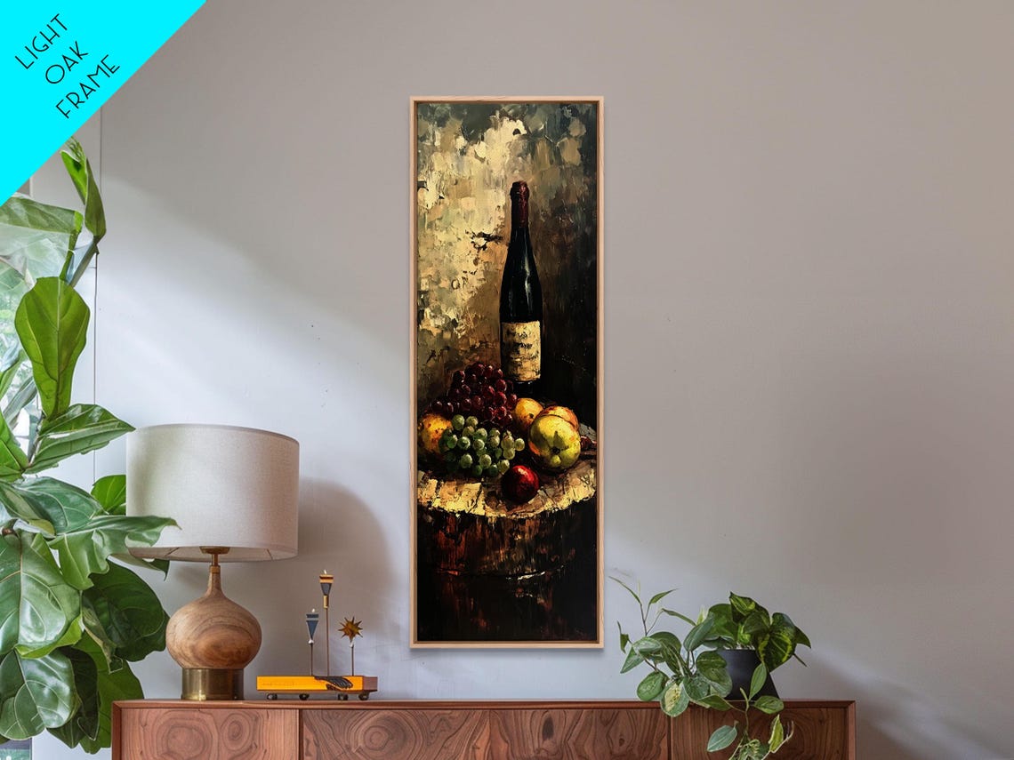 Retro Wine Cellar Wall Art Long Narrow Wall Art Tall Skinny Art Wine Oil Painting Still Life Tall Wall Art Tall Skinny Home Decor - Image 3