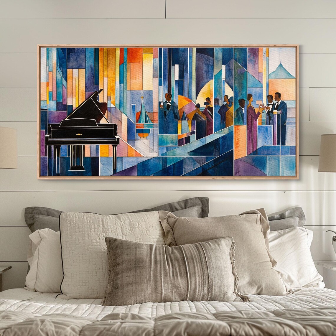 Abstract Jazz Club Grand Piano Stained Glass Style Colorful Music Party Art Poster - Image 5