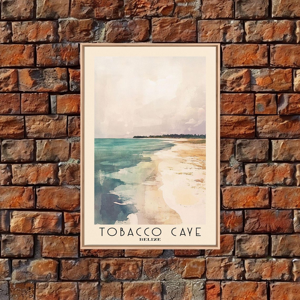 Tobacco Caye Belize Beach Shoreline Turquoise Water Watercolor Poster - Image 5