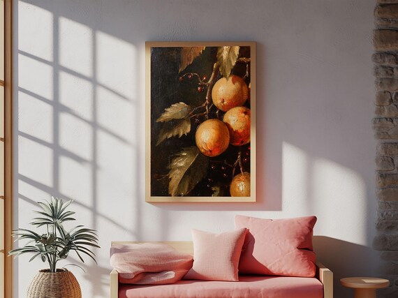 Oil Painting Print Of Oranges Fruit Still Life Antique Fruit Still Life Oil Painting Kitchen Decor Kitchen Wall Art Kitchen Decoraitons