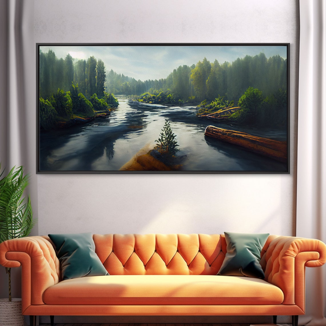 Flowing River Wall Decor Ready To Hang Print Wall Art Blue River Cabin Art Lake House Art - Image 5