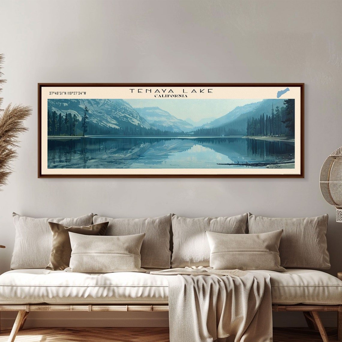 Tenaya Lake California Panoramic Sierra Mountain Reflection Poster - Image 2