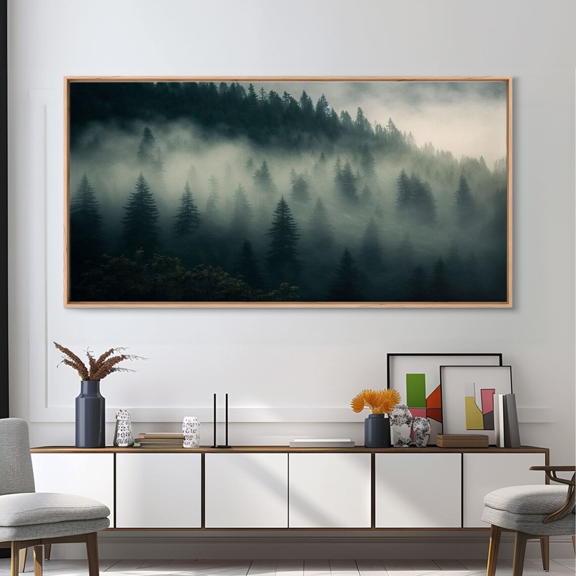 Foggy Pine Forest Canadian Landscape Art Print