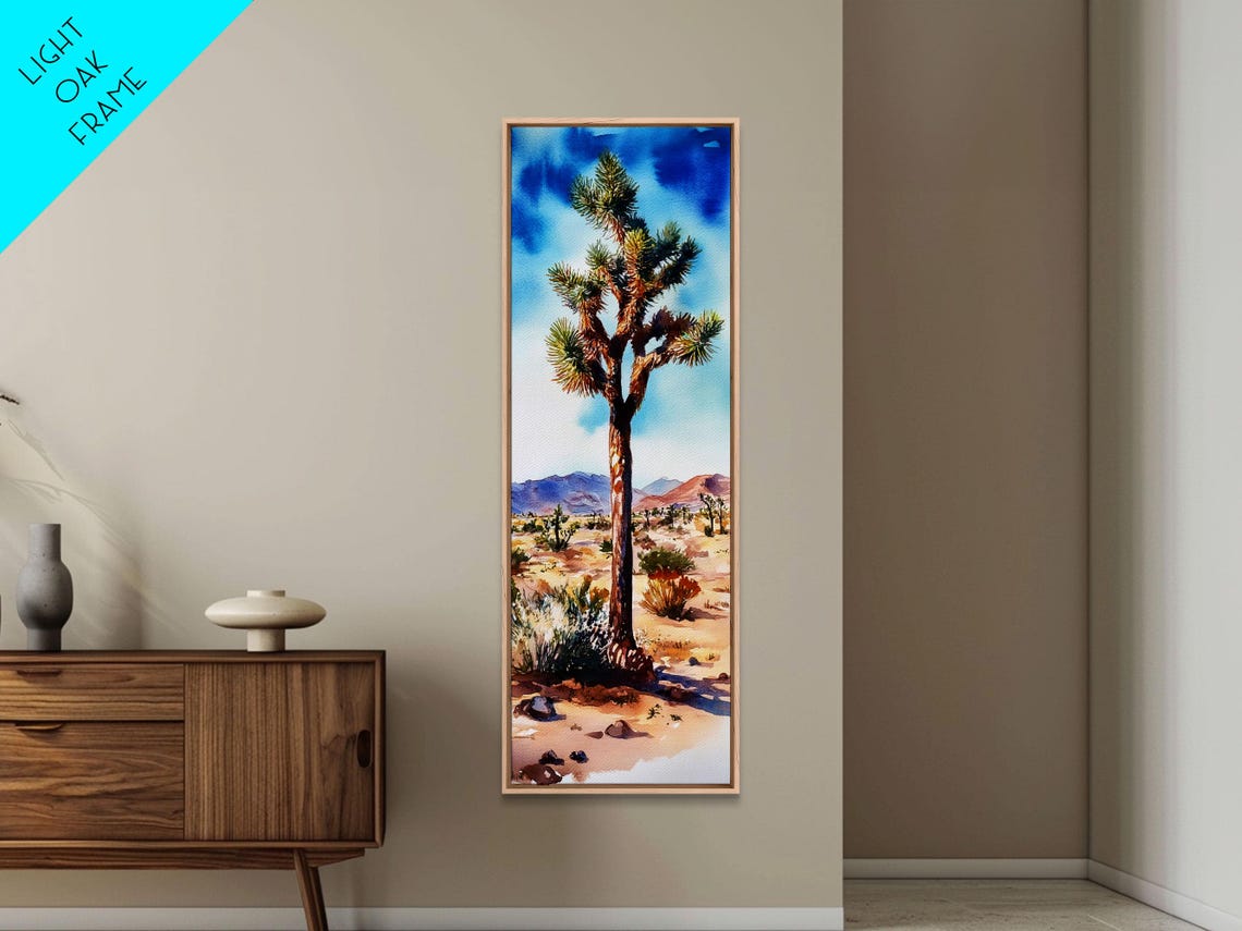 Joshua Tree Watercolor Desert Mountains Blue Sky California Poster - Image 4