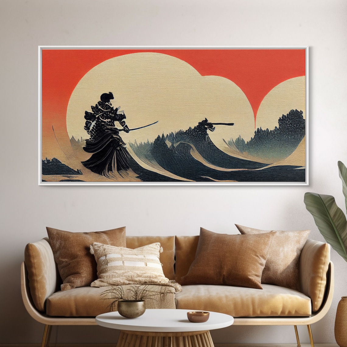Japanese Samurai Fighting a Tidal Wave Art Print - Image 5