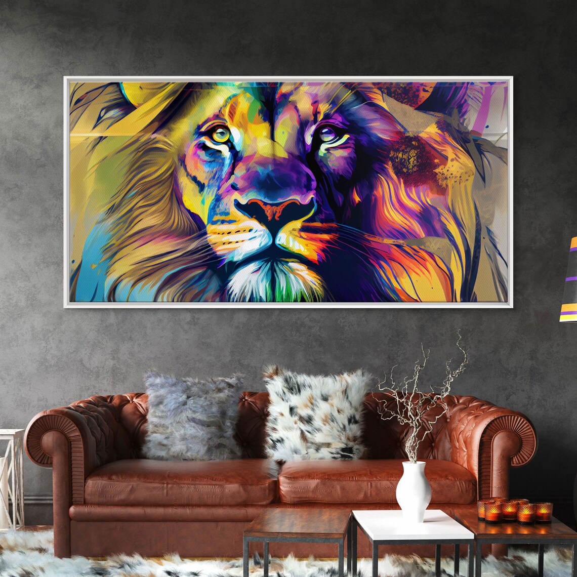 Colorful Pop Art Lion Face Vibrant Modern Wildlife Animal Portrait Poster - Image 6
