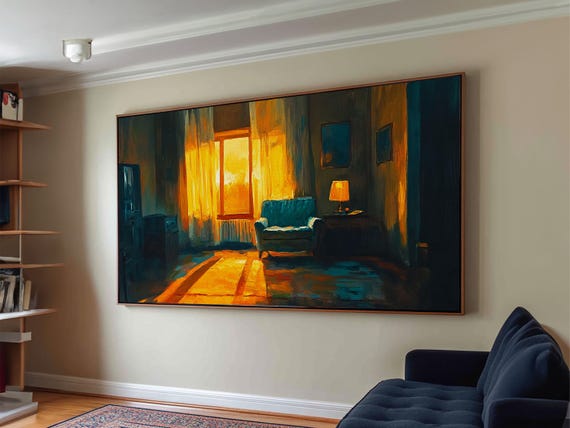 Sunset Glow Framed Print Moody Vintage Living Room Art Rustic Wall Decor Above Sofa Wall Art Warm Home Gift Idea