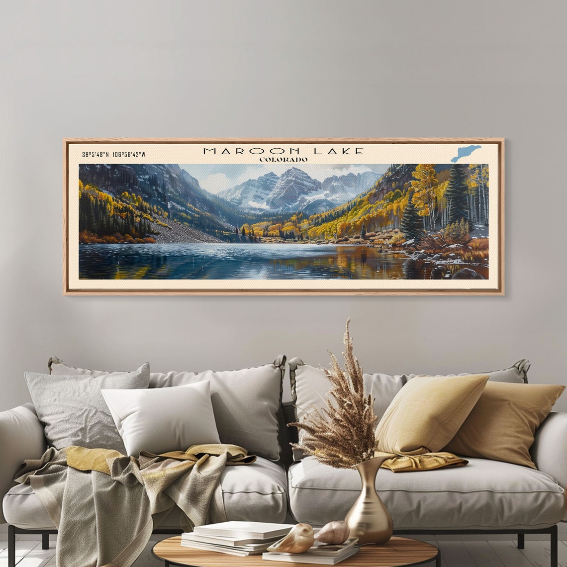 Maroon Lake Colorado Maroon Bells Golden Aspen Mirror Lake Art Poster - Image 5