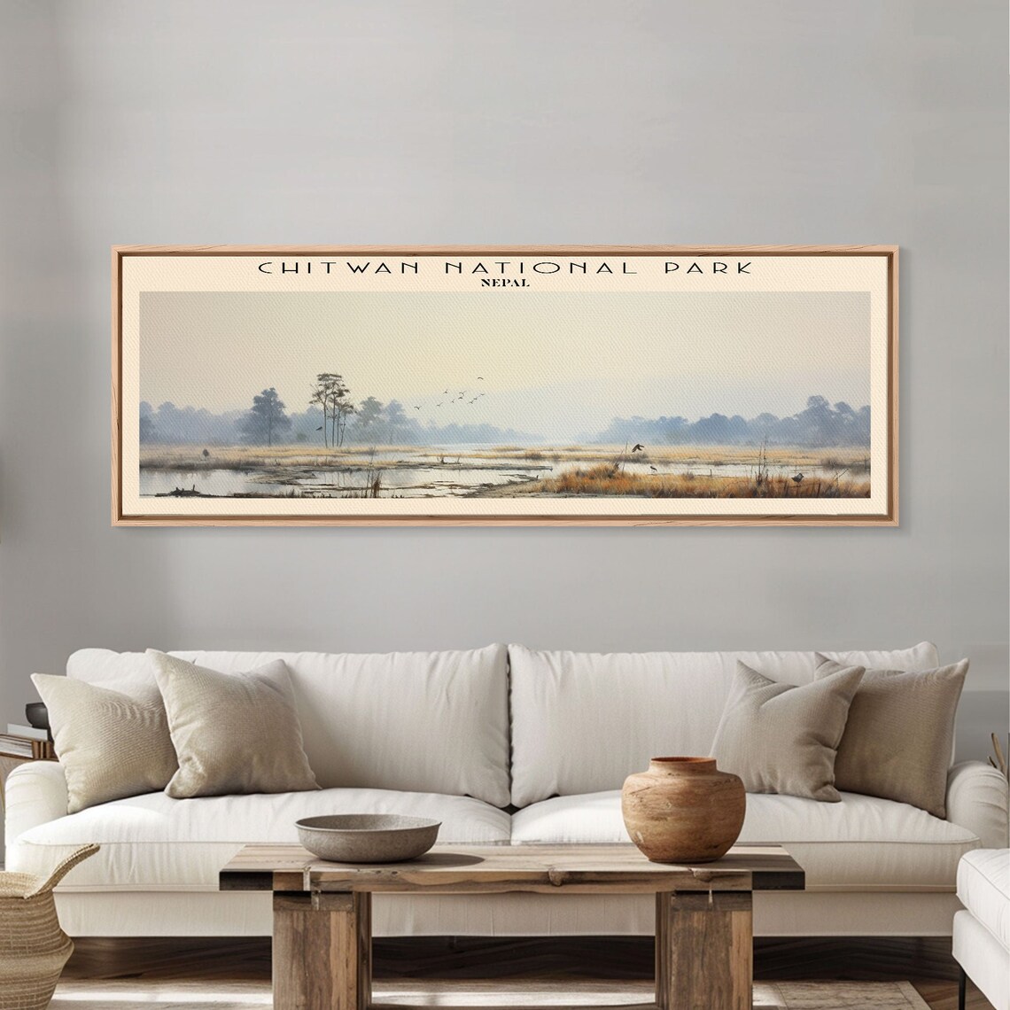 Chitwan National Park Nepal Misty Wetland Birds Reeds Travel Poster - Image 4