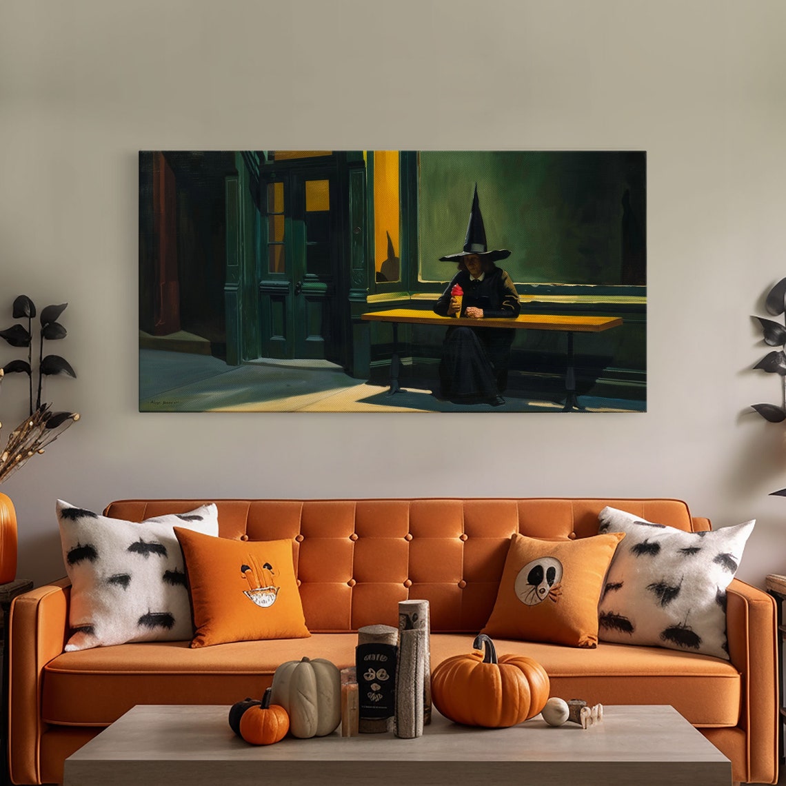 Sad Witch Eating Ice Cream Alone At Night Funny Halloween Art Print - Image 5