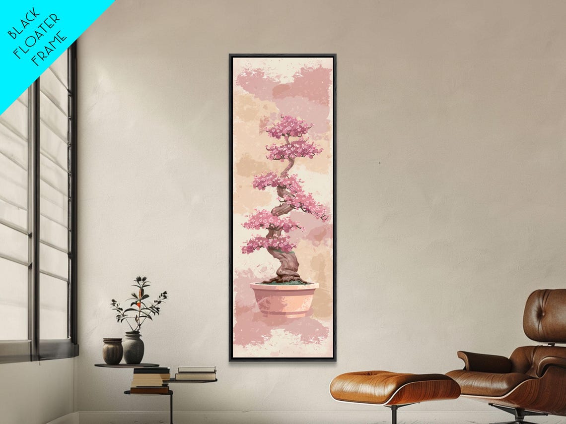 Potted Bonsai Cherry Blossom Tree Pink Bloom Japanese Art Poster - Image 3