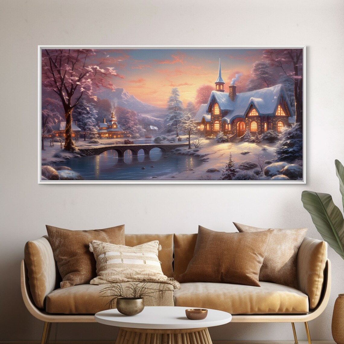 Winter Victorian Village Whimsical Art Print - Image 6