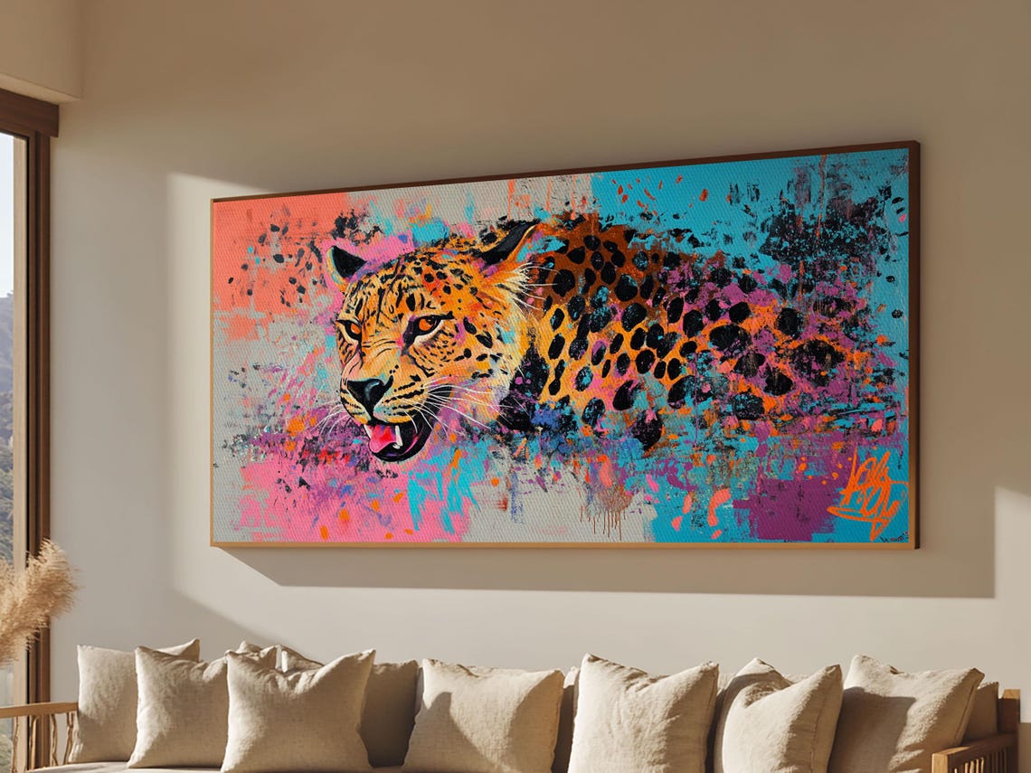 Pop Art Cheetah Colorful Paint Splash Graffiti Style Wild Cat Poster - Image 6