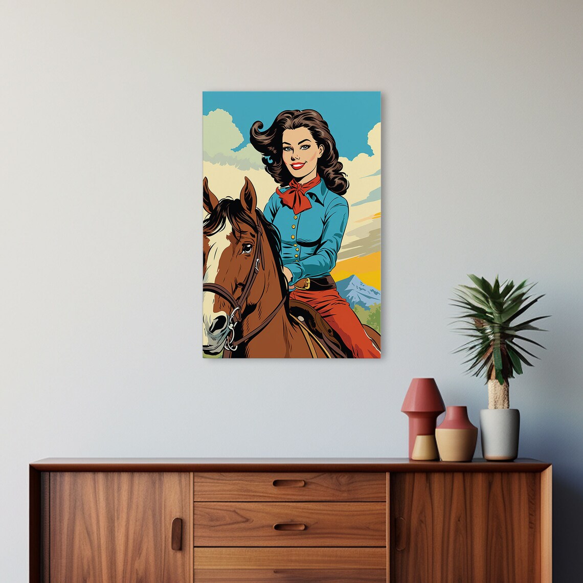 Cowgirl Oil Painting Print, Vintage Western Art - Image 5
