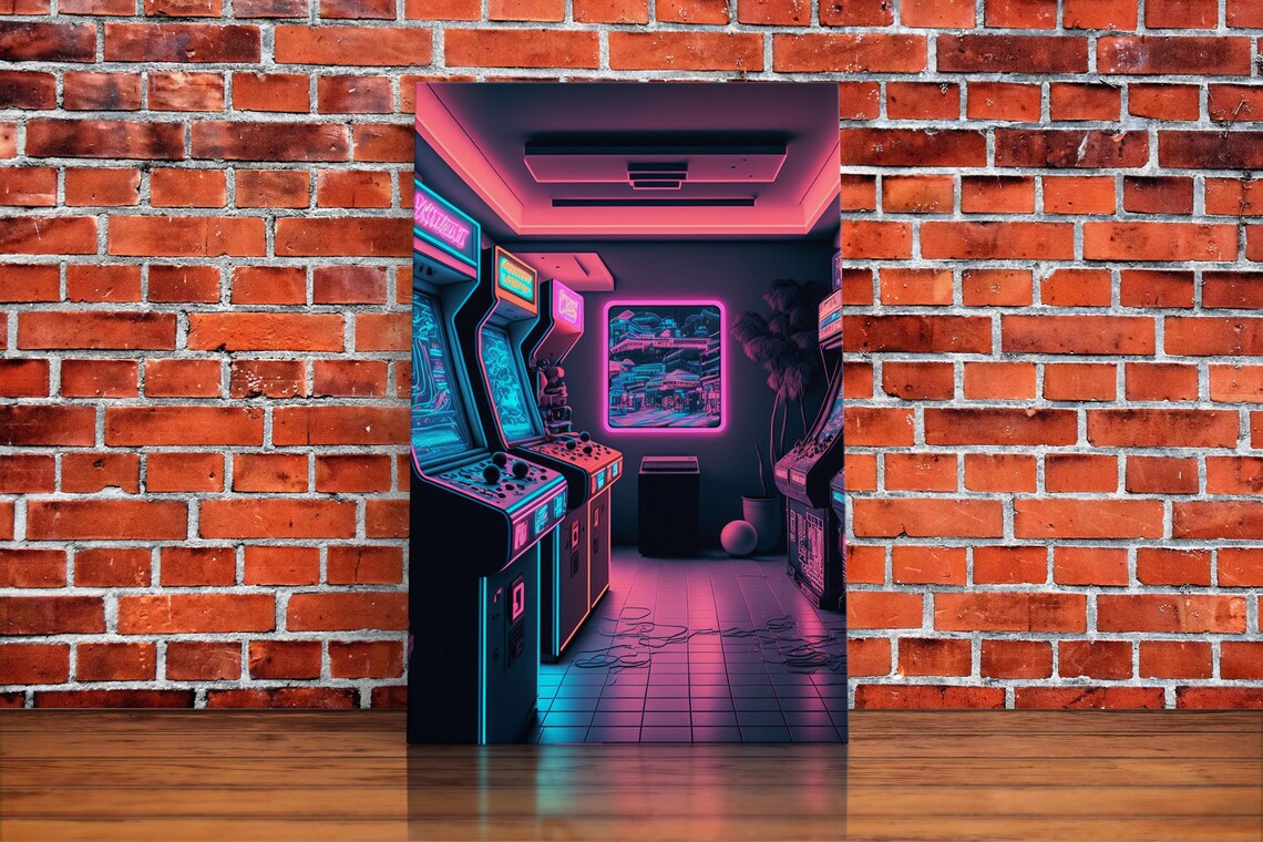 Neon Arcade Synthwave Art Print, Game Room Decor - Image 6