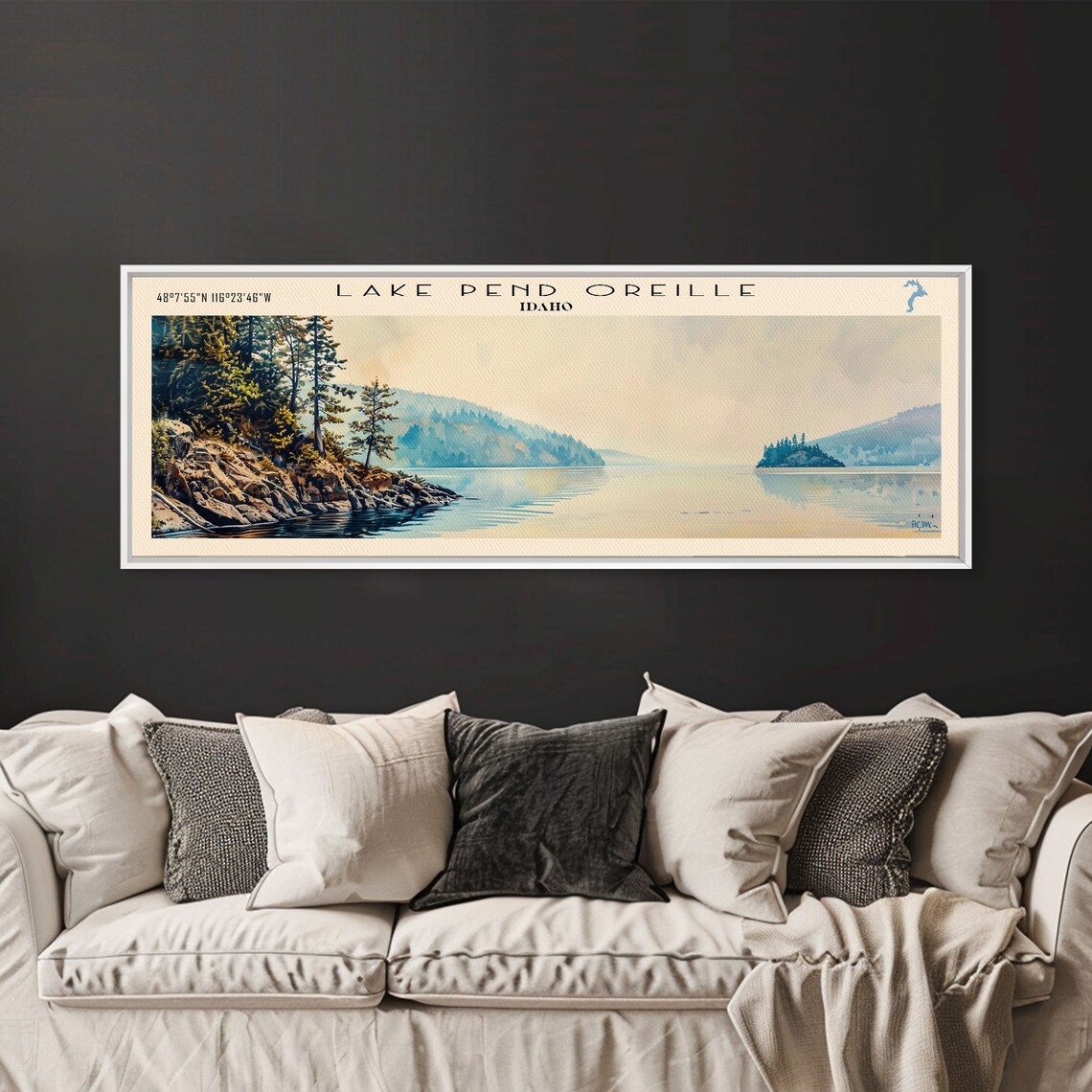 Lake Pendreille Travel Poster, Panoramic Landscape - Image 5