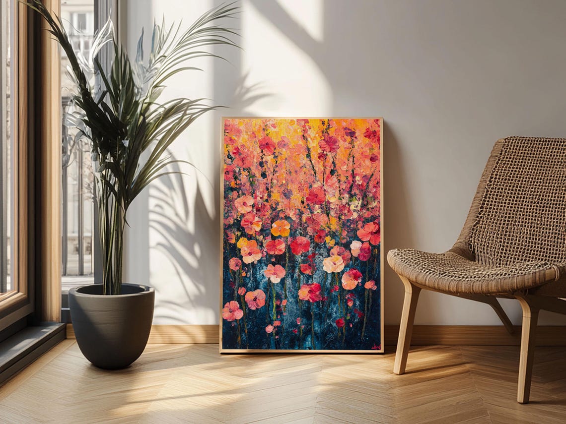 Wildflower Meadow Blooming Colorful Impressionist Floral Art Print - Image 2