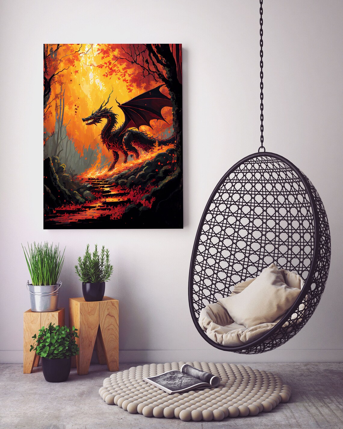Dragon Standing In A Burned Forest Fantasy Art Fine Art Poster Print - Image 5