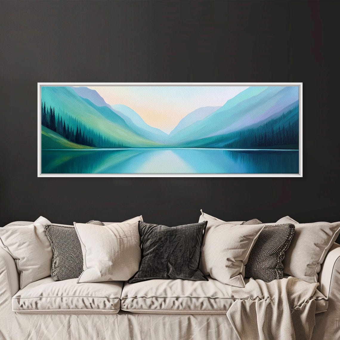 Emerald Green Mountain Lake Serene Reflection Panoramic Wall Poster - Image 5