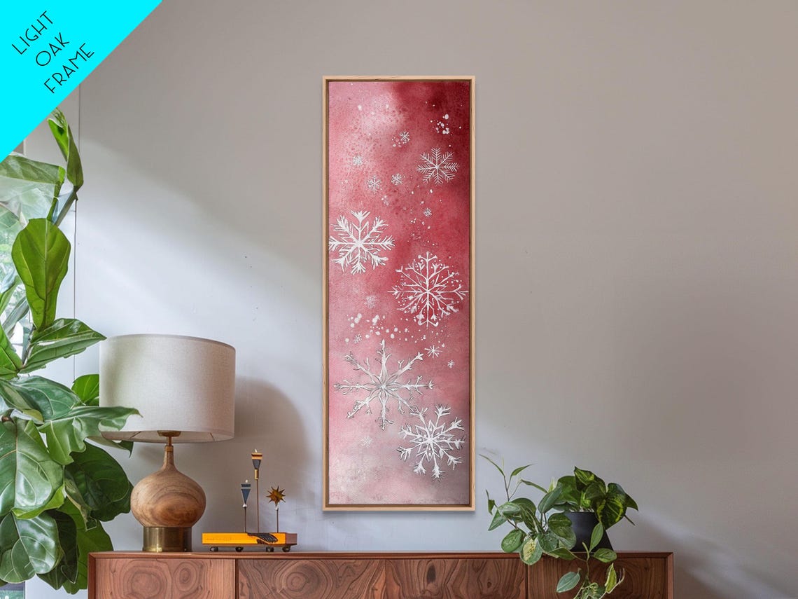 Blush Pink Snowflakes Watercolor Whimsical Winter Christmas Poster - Image 2