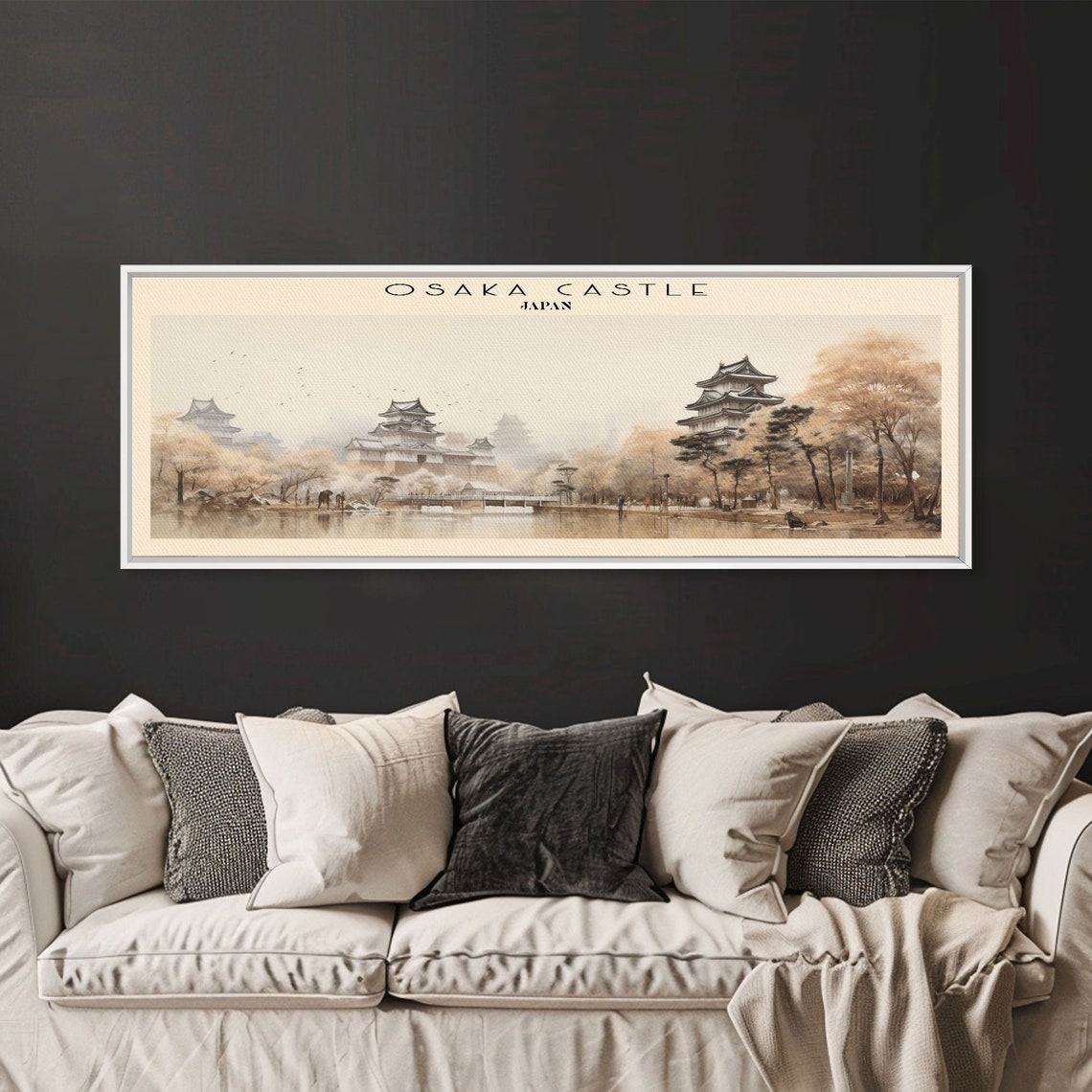 Osaka Castle Japan Cherry Blossom Moat Historic Towers Travel Poster - Image 3