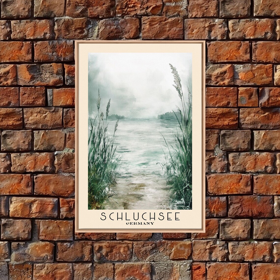 Schluchsee Germany Misty Lake Reeds Shore Moody Watercolor Nature Poster - Image 5