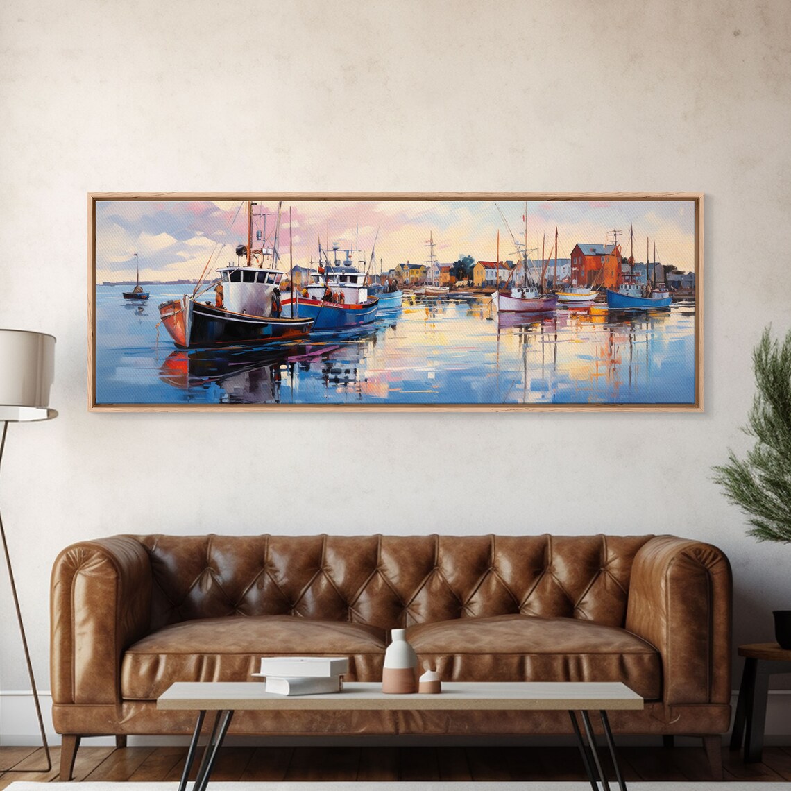Sunrise Over the Harbor, Coastal Maine Watercolor Art Print