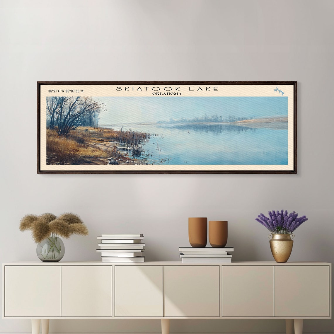 Skiatook Lake Oklahoma Bare Winter Trees Pale Blue Water Travel Poster - Image 3