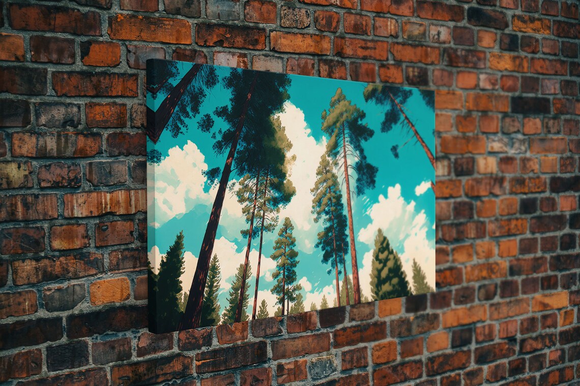 Pine Tree Forest And Blue Skies Framed Print Beautiful Wall Art Living Room Wall Decor Pine Cone Tree - Image 5