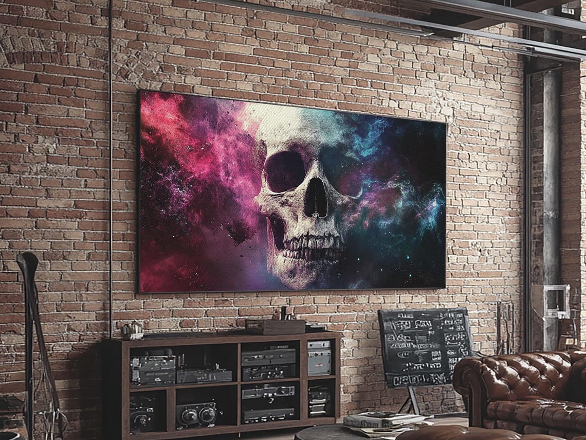 Cosmic Skull In Pink Purple Galaxy Nebula Surreal Horror Poster - Image 4