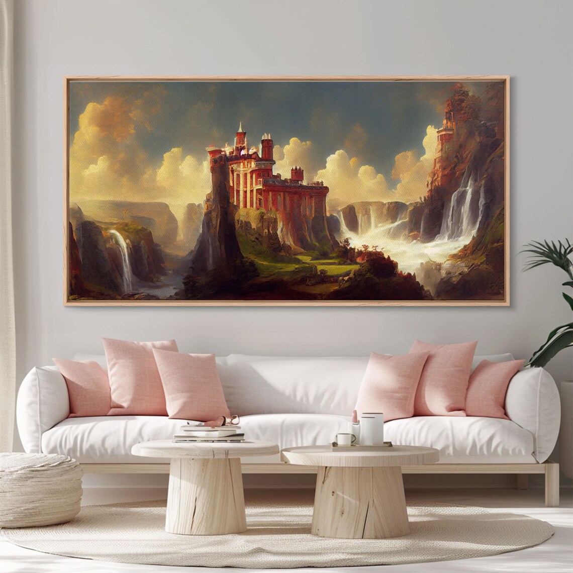 Castle in the Sky Watercolor Art Print, Fantasy Landscape