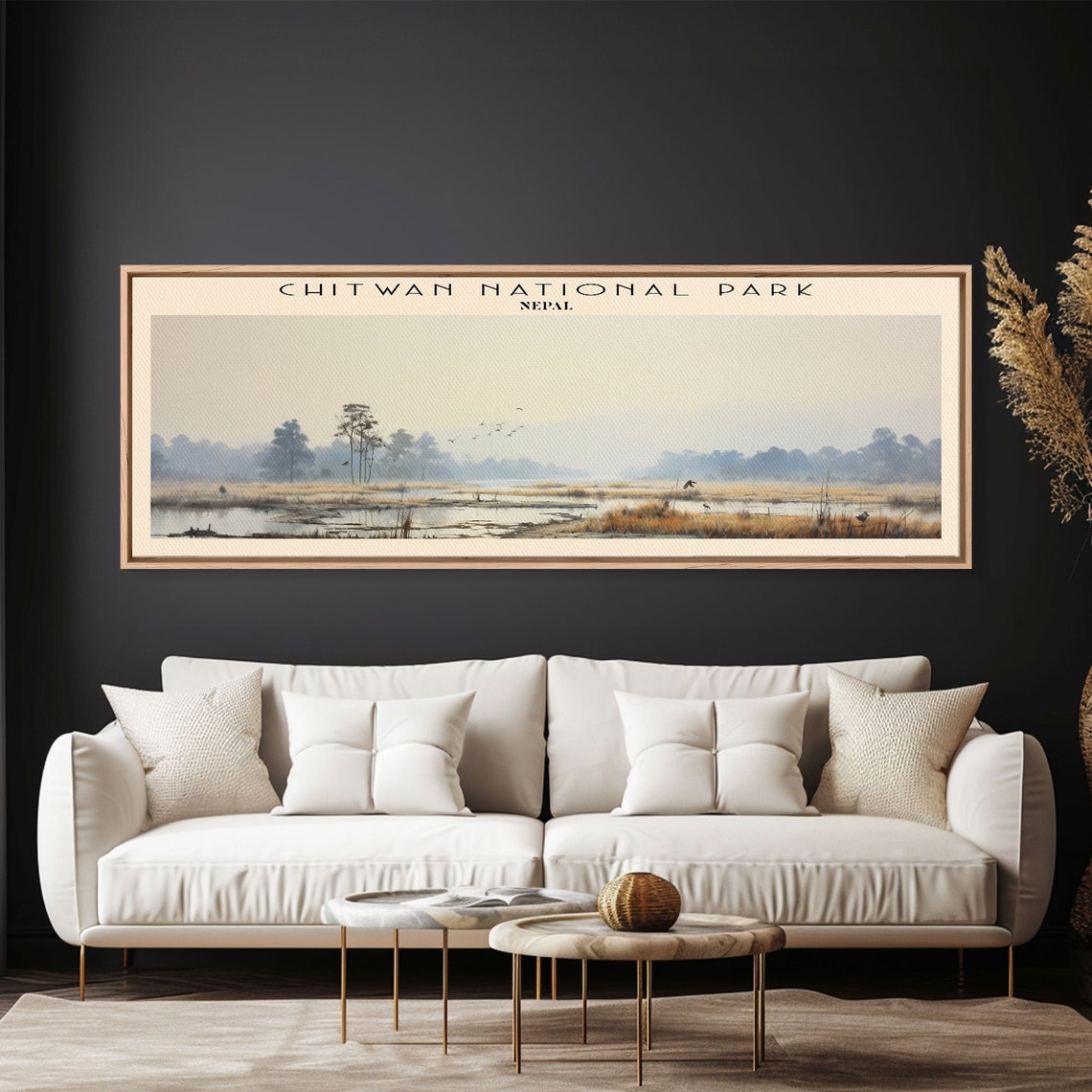 Chitwan National Park Nepal Misty Wetland Birds Reeds Travel Poster - Image 2