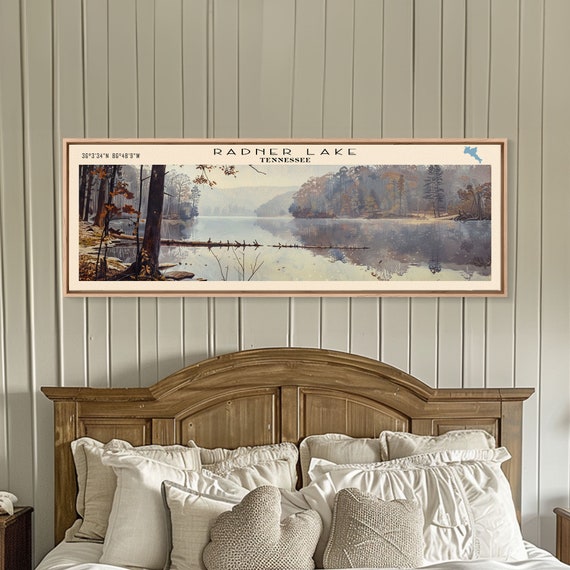 Radner Lake Tennessee Framed Print Lake House Decor Wall Art Panoramic Travel Poster Scenic Wall Art Living Room Decor