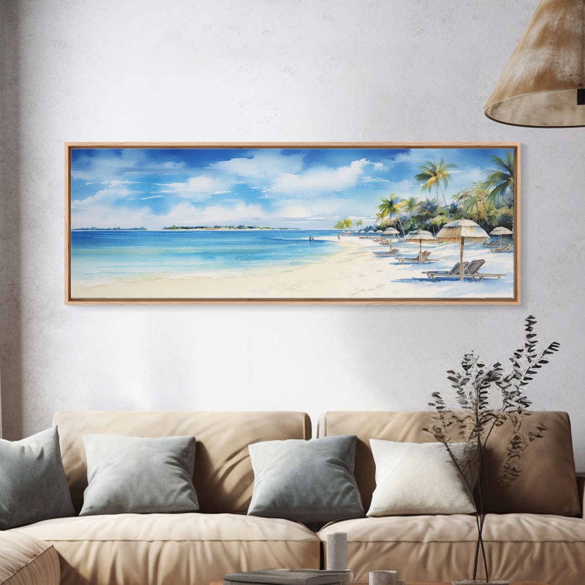 Tropical Beach Resort Umbrellas Lounge Chairs Turquoise Water Poster - Image 4