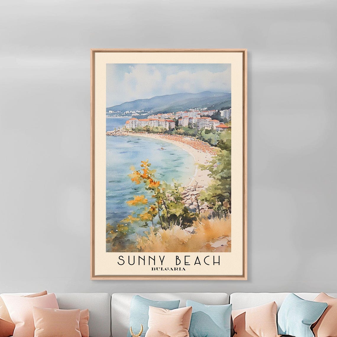 Sunny Beach Bulgaria Resort Bay Hotels Umbrella Lined Sand Poster - Image 2