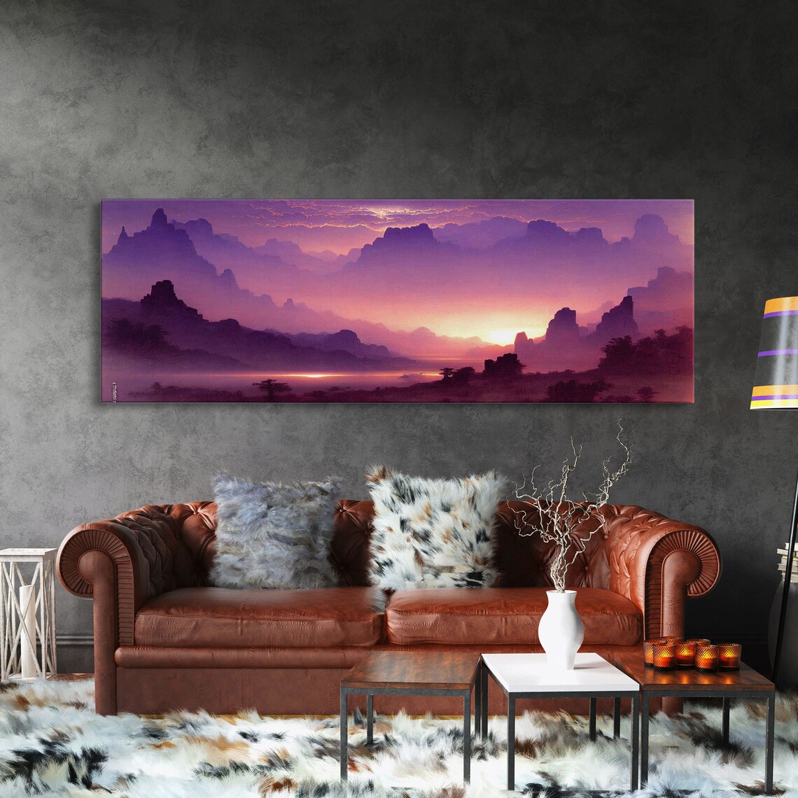 Beautiful Mountain Scene at Sunset, Wall Art Print - Image 3