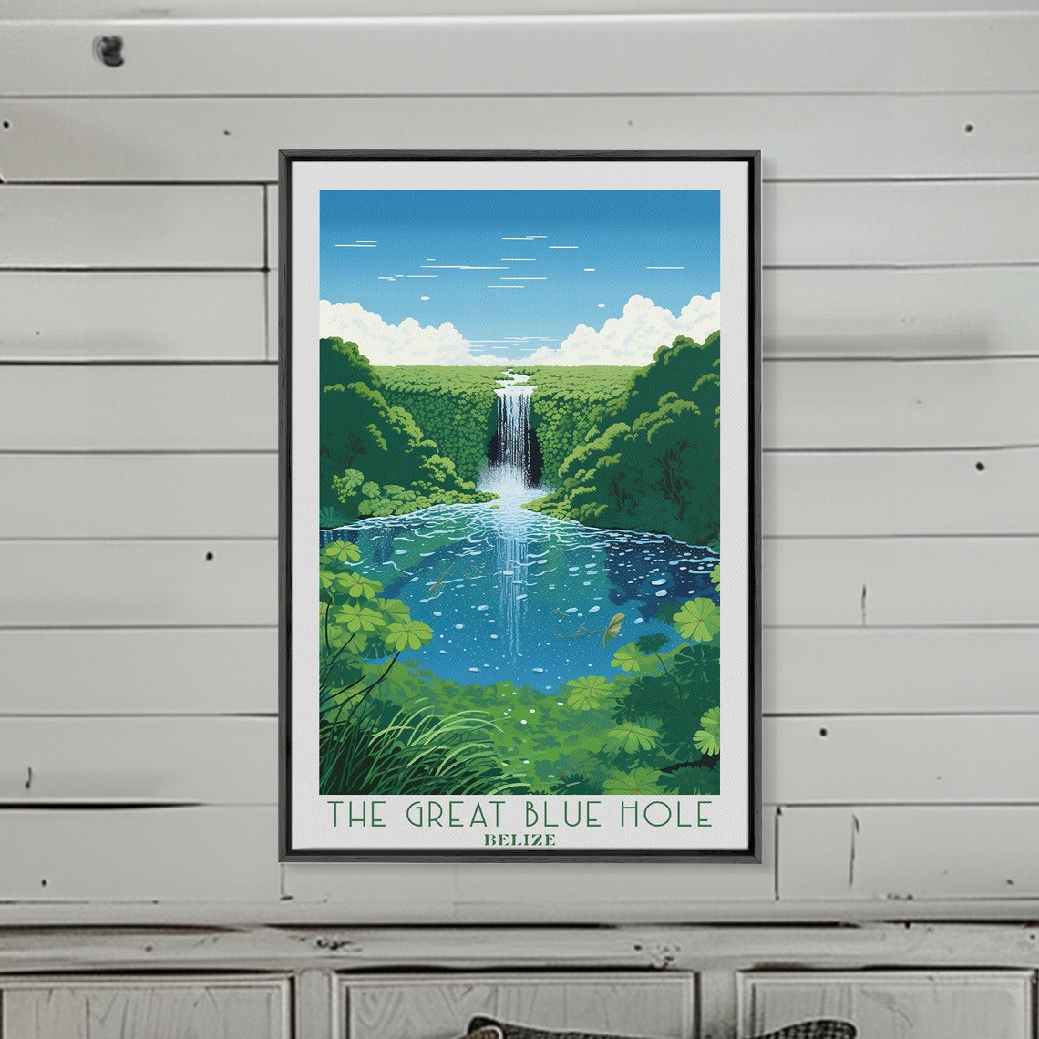 Belize Tropical Jungle Waterfall Blue Cascade Rainforest Poster - Image 5