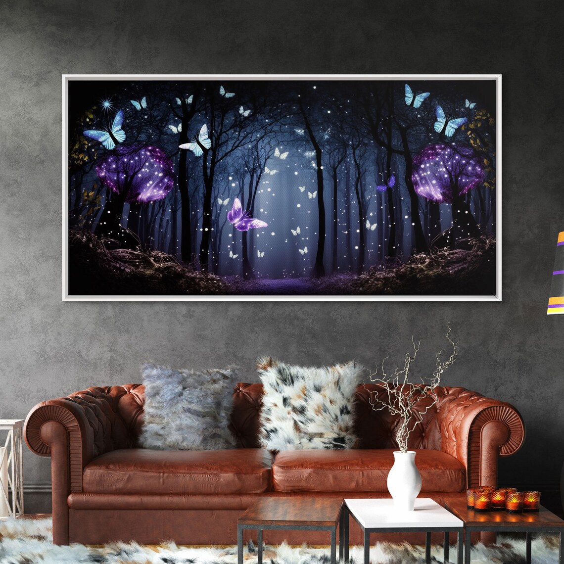 Glowing Butterflies, Fairy Forest Fantasy Art Print