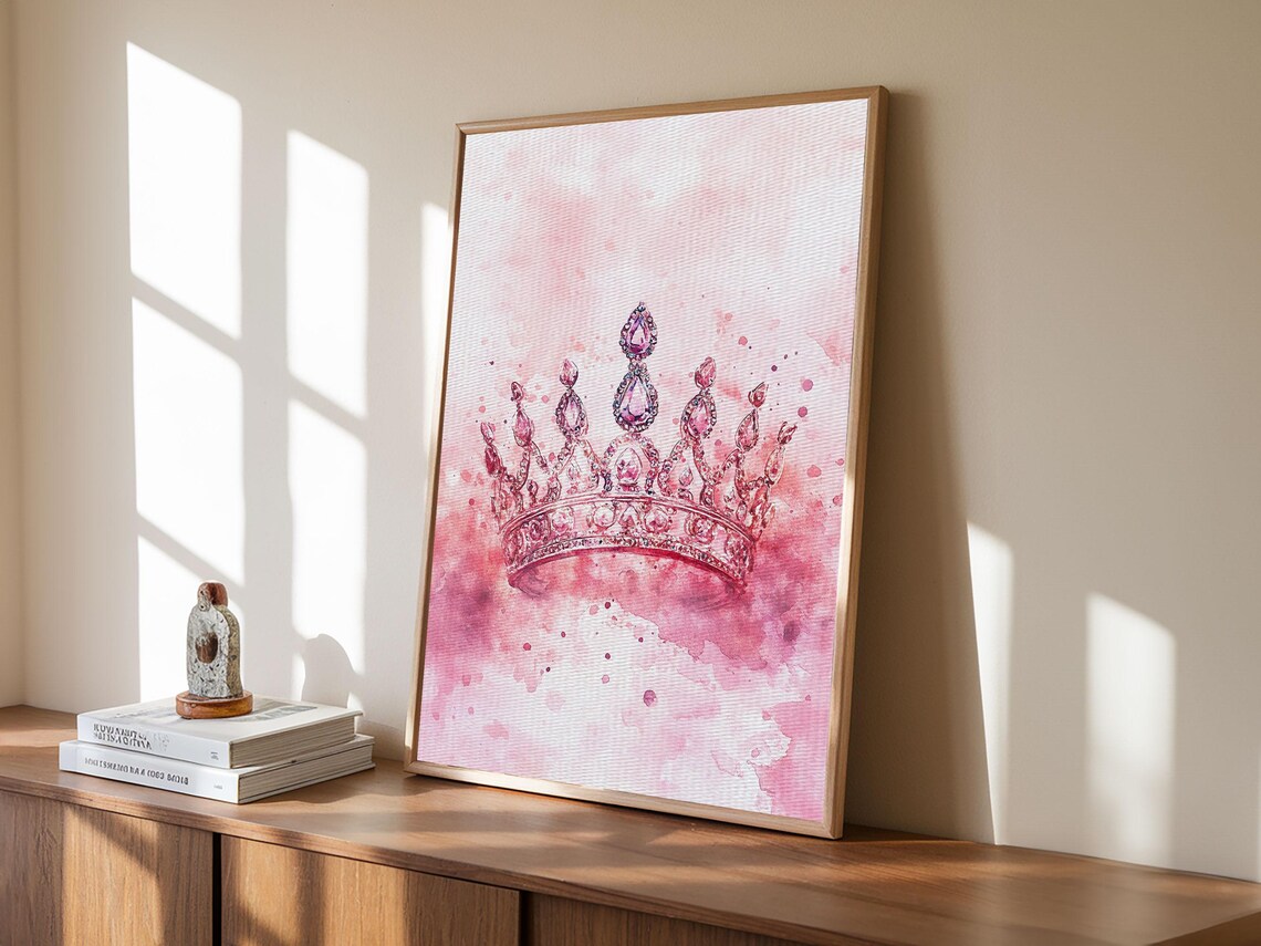 Pink Jeweled Crown Watercolor Elegant Princess Feminine Blush Poster - Image 6