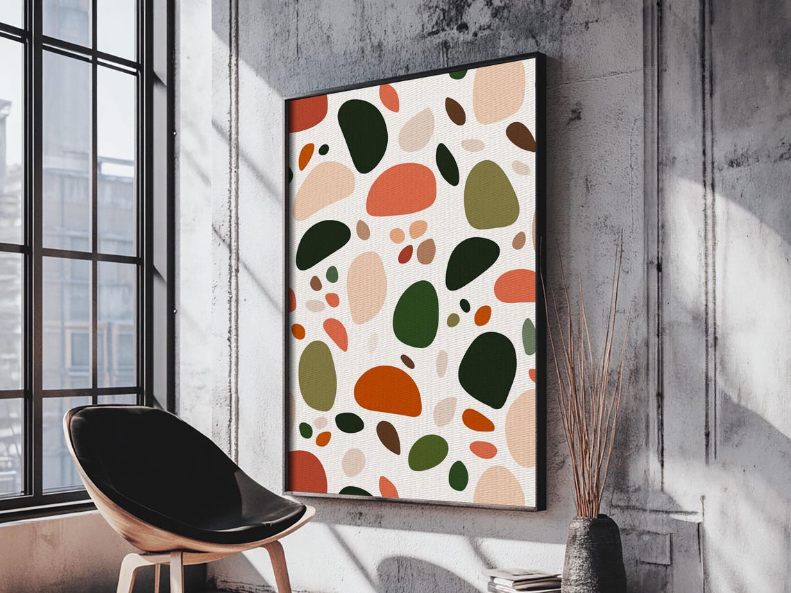 Mid Century Modern Abstract Organic Shapes Terrazzo Wall Poster - Image 4