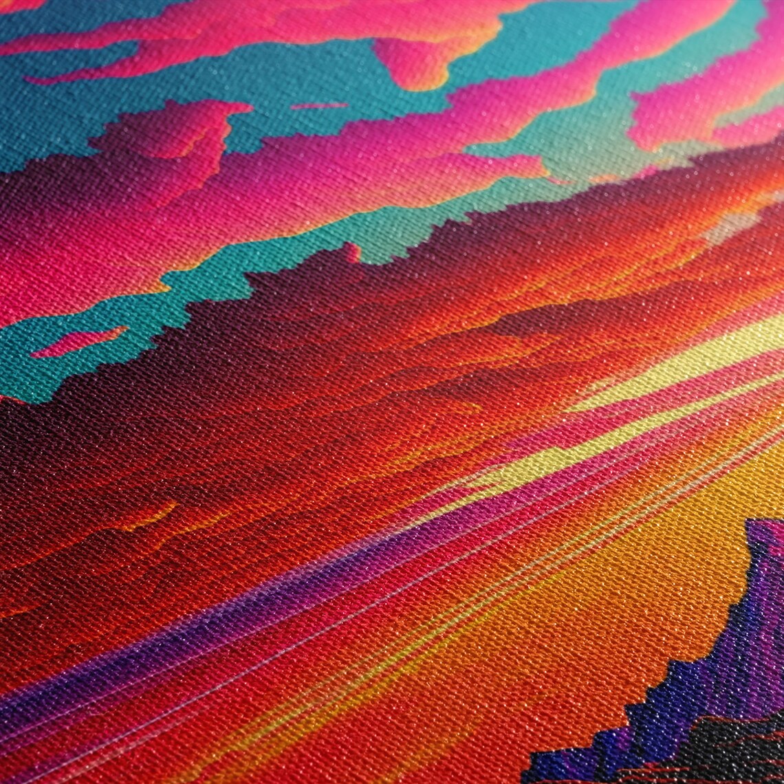 Desert Mountain Landscape, Synthwave Sunset Poster - Image 2