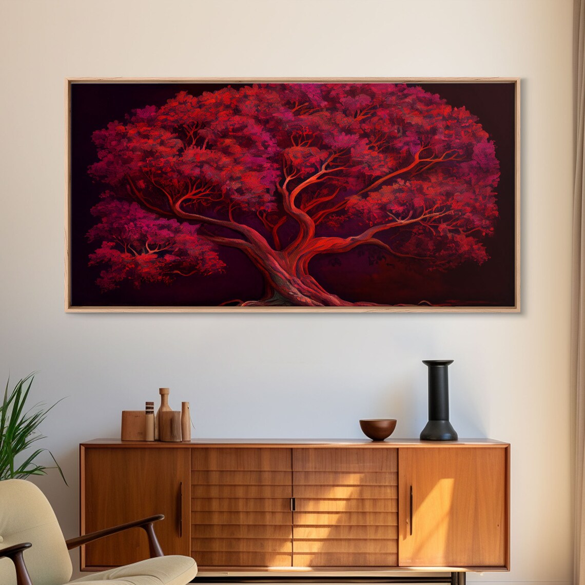 Blood Red Tree Fantasy Horror Art Framed Print